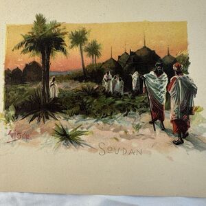 Antique Lithograph The Orcutt Company Chicago “Soudan” (Sudan) Signed Will Crane